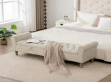 65.75" Wide Modern Upholstered Storage Bench With Double Lids 97880592