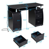 115* 55*74cm 15mm MDF Portable 1pc Door with 3pcs Drawers Computer Desk Black 47232081