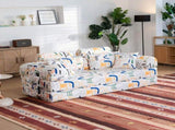 Abstract Line Printed Convertible Sleeper Sofa Bed High Density Compressed Sponge Foldable T6623P600687