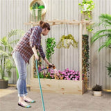 Wooden Raised Garden Bed Planter Box with Hanging Roof 62543826