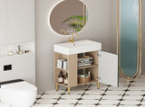21.6" Open-shelving Bathroom Vanity with Ceramic Sink and Soft-Closing Door, Cloakroom Open Shelf 46799268