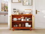 Mid Century Boho Freestanding Accent Cabinet, Handmade Paper Rope Woven Push-to-Open Double Doors, , W2557P515200
