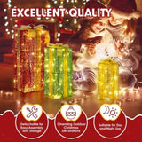 Lighted Gift Boxes Set of 3, Pre-lit Nestable Present Boxes Ornament with 90 LED Warm White Lights 83670049