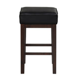 ZNTS Transitional Black Faux Leather Seat 24-inch Counter Height Stools Set of 2, Espresso Finish Solid B011P231742