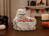 Halloween Ghost Storage Bowl Figurine, Spooky Candy Dish with LED Light for Halloween Party 02679682