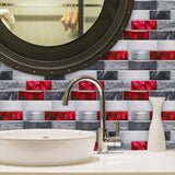 48 Pcs Red Marble Look Peel And Stick Wallpaper PVC Waterproof Self-Adhesive Tile Backsplash For 57663144
