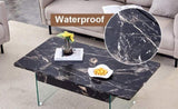 Multifunctional Lift Top Coffee Table -Black Marble Pattern, Essential for Modern Homes.Tempered W2920P226077