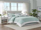Oversized Cotton Jacquard Comforter Set Aqua Queen B03595756