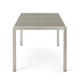 Coral Outdoor Aluminum Dining Table with Faux Wood Top, Gray Finish,Grey 60452.00