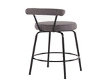 Contemporary Counter Stool in Black Steel and Charcoal Fabric - Set of 2 B202P222100