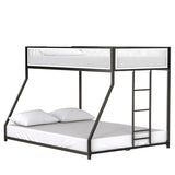 Adam Twin Full Bunk Bed Metal Black with White Mesh Guard Rail for Kids and Adult, Low Profile and B083P170085