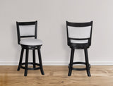 2pc Swivel Pub Stools Counter Height Chair Upholstered Seat Footrest Wooden Dining Room Furniture B011P262365