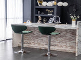 Masaccio Velvet Upholstered Adjustable Swivel Barstool, Set of 2, Green T2574P164845
