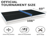 9ft Black Mid-Size Ping Pong Conversion Top Foldable & Portable Table Tennis Table Top for Indoor W1408P390001