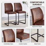 A set of two brown chairs, including suede cushions and black metal legs. Small size, suitable for W1151P144808