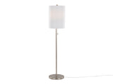 Bounty 62" Contemporary Metal Floor Lamp in Brushed Nickel with White Textured Linen Shade B202P223983