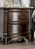 1pc Nightstand Only Traditional Brown Cherry Solid wood 2-Drawers Ball Bearing Metal Glides Brass B011135533