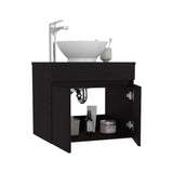 Vessel Sink Vanity Manchester, Two Drawers and Open Shelf, Black B070P316869
