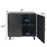 Modern Black Wood Storage Cabinet, 31in Accent Cabinet with Embossed Door for Living Room, Bedroom, W2729P239176