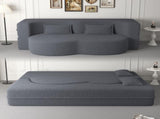 Modern Floor Sofa with 2 Pillows,Convertible Teddy Fabric Foam-Filled Sleeper Sofa Bed,15
