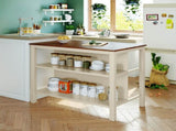Solid Wood Rustic 45" Stationary Kitchen Island, Rubber Wood Butcher Block Dining Prep WF285472AAD