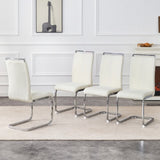 Set of 4 Cream Textured Granular Fabric Material Dining Chairs 39.3" High, 20.4" Ergonomic W1151P324773