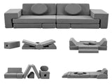 14-Piece Modular Kids Sofa Set All-Sponge Construction Grey Corduroy Free Combination Design 47215748