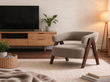 Upholstered Armchair with Wood Legs for Living Room 83853751