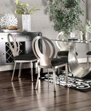 ZNTS Contemporary Style Silver Metal Frame 2pc Dining Chairs Black Microfiber Seat Cushion Dining Room B011P232974