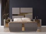 Gold Detailed Nightstand made with Wood in Gray B00957543