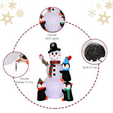 ZNTS 6ft With 3 Penguins, 4 Light Strings, 1 Colorful Rotating Light, Inflatable, Garden Snowman 98246671