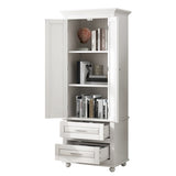 ZNTS Tall Storage Cabinet with Two Drawers for Bathroom/Office, White WF299284AAK