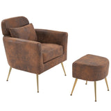 Half Disassembled Single Chair With Gold Feet And Pedals Bronzing Cloth Indoor Leisure Chair Orange 21962356