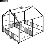 Metal Twin Size House Platform Beds, Two Shared Beds, Black MF307505AAB