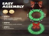48in Pre-Lit Outdoor Christmas Wreath Decoration, LED Metal Holiday Decor for Home Exterior, Garden 95609910