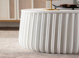 White Round Storage Table Set with Lift-Off Lid, Nesting Design, Elegant Curved-Edge Shape for Cozy W3081P389055