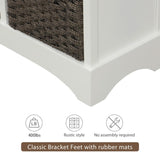 Rustic Storage Cabinet with Two Drawers and Four Classic Rattan Basket for Dining Room/Living Room 05936354