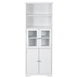White Tall Storage Cabinet with Shelves and Doors for Bathroom, Kitchen and Living Room, MDF Board WF295070AAK