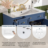 36" Bathroom Vanity with Ceramic Sink, Standard and Double-Layer Drawers, Soft Close Doors, N729P289163C