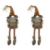 2PCS Set Christmas Gnome Decorations 10.2"x8.7"x24.5" Fabric Sitting Brown Gnomes with Maple Leaves 34798726