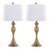Ashland 27" Contemporary Metal Table Lamp in Gold Metal with White Linen Shade from Grandview B202P224082
