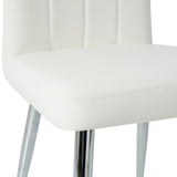 Modern white PU dining chair, cloth upholstered chair, electroplated metal chair legs, suitable for W210P224292
