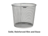 Mesh Trash Can, 16.65L , Waste Paper Basket, Round, Office, Metal, Silver 47621532