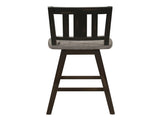 Counter Height Chairs Set of 2, Black Gray 360-degree Swivel Chair Solid Rubberwood Kitchen Dining B011P194907