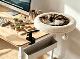 White ClampOn Desk Cat Bed Perch, 360&deg Rotatable Elevated Cat Bed with Removable Faux Fur Cover & 81780125