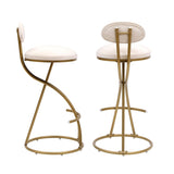Round Bar Stool Armless Velvet Barstools with Back Set of 2 Upholstered Counter Chair for Dining 79864204