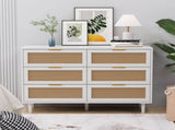 43.31"6-Drawers Rattan Storage Cabinet Rattan Drawer,for Bedroom,Living Room,White 94765252