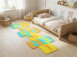 Yellow Kids Hopscotch Foam Mat with 9 Interlocking Tiles & 3 Marker Discs, Non-Slip Play Mat for 77638950