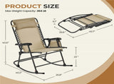 Outdoor Rocking Lounge Chair with Headrest Pillow, Beige 59117429