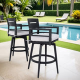 Modern Outdoor 2-Piece Swivel Bar Chairs Aluminum Frame with Ember Black, 360&deg Swivel, Ergonomic W1886P300273